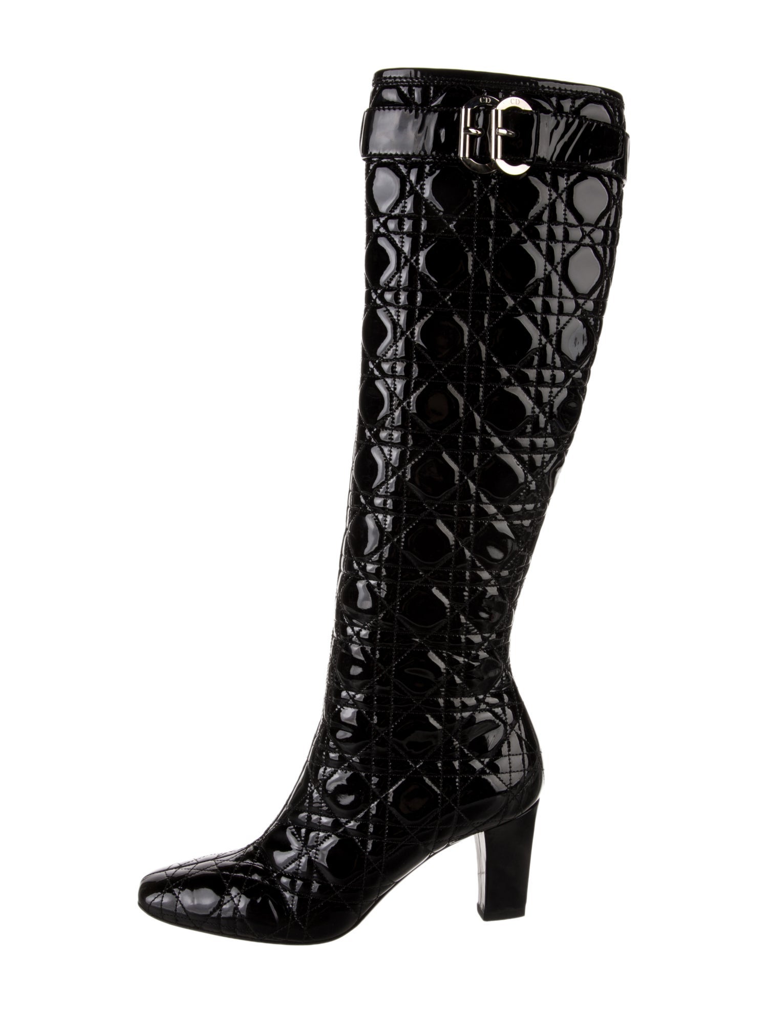 Christian Dior Cannage Pattern Patent Leather Boots