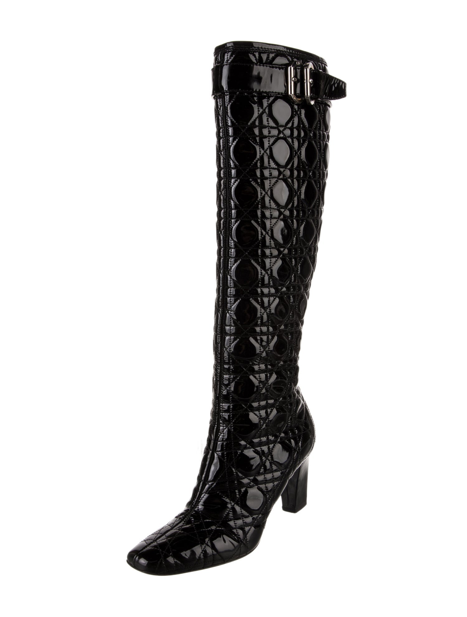 Christian Dior Cannage Pattern Patent Leather Boots