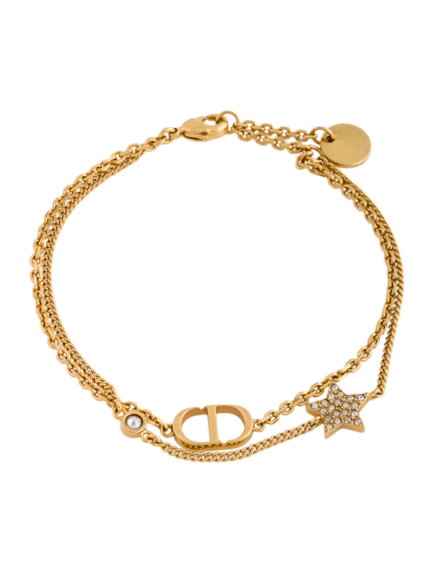 Christian Dior Crystal Petit CD Double Strand Bracelet