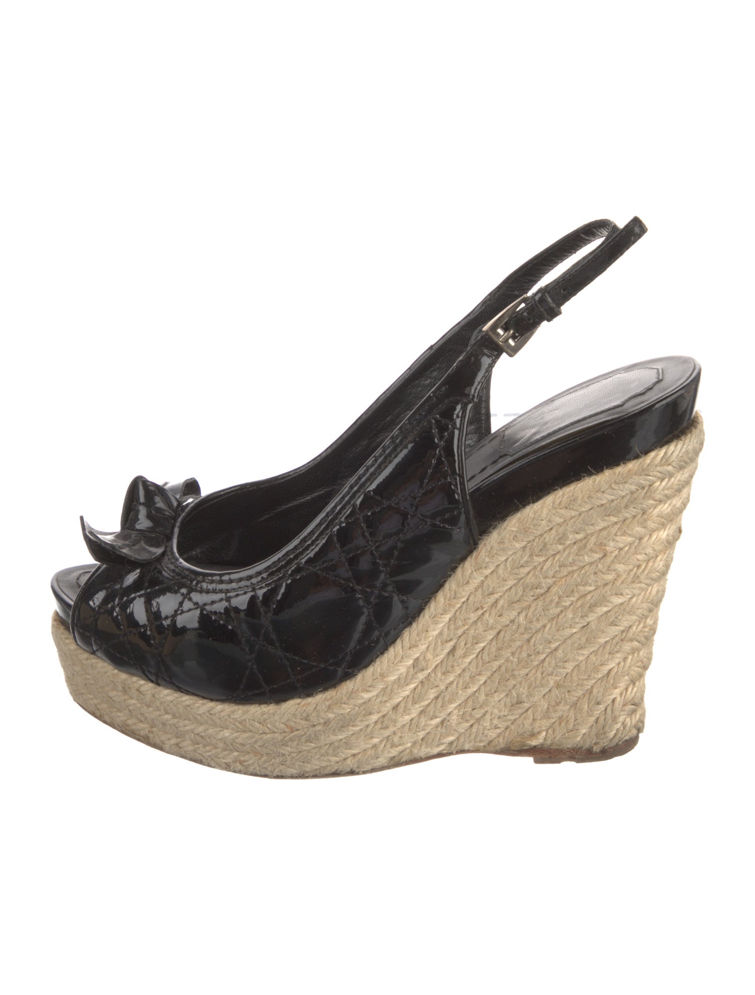 Christian Dior Cannage Pattern Patent Leather Slingback Pumps