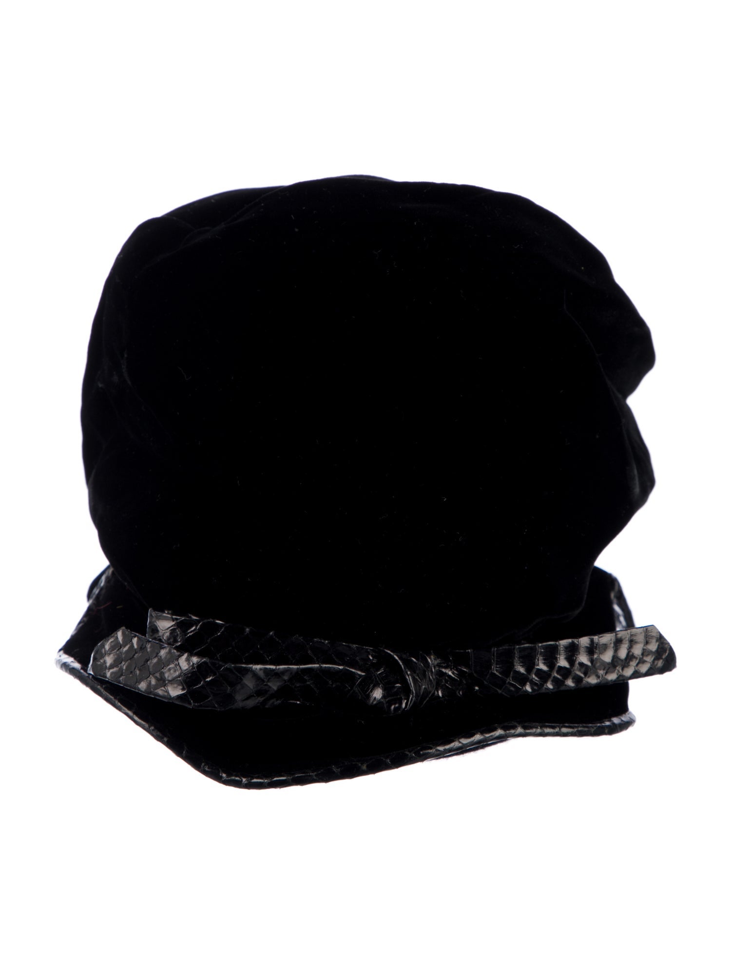 Christian Dior Chapeaux Snakeskin-Trimmed Newsboy Cap