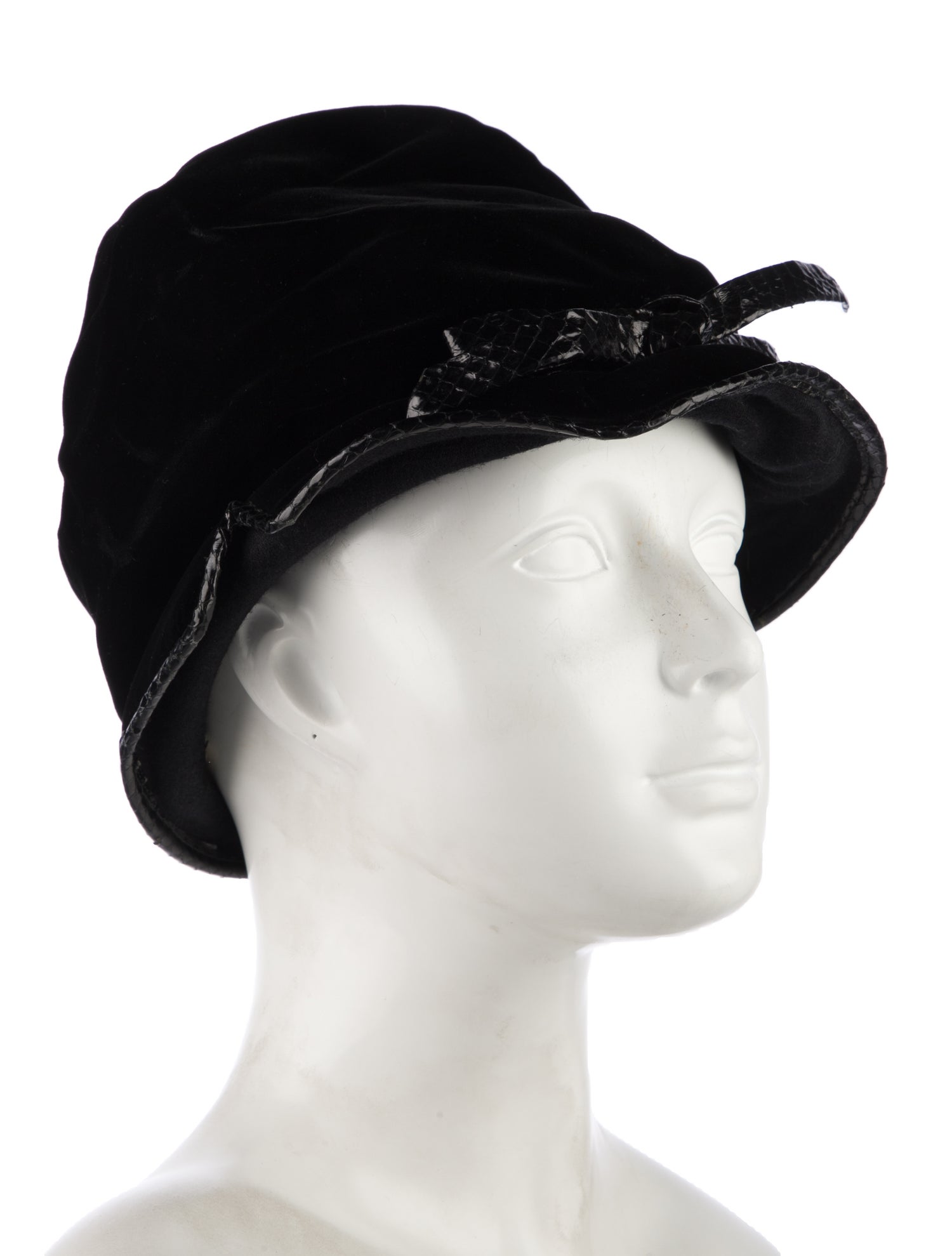 Christian Dior Chapeaux Snakeskin-Trimmed Newsboy Cap
