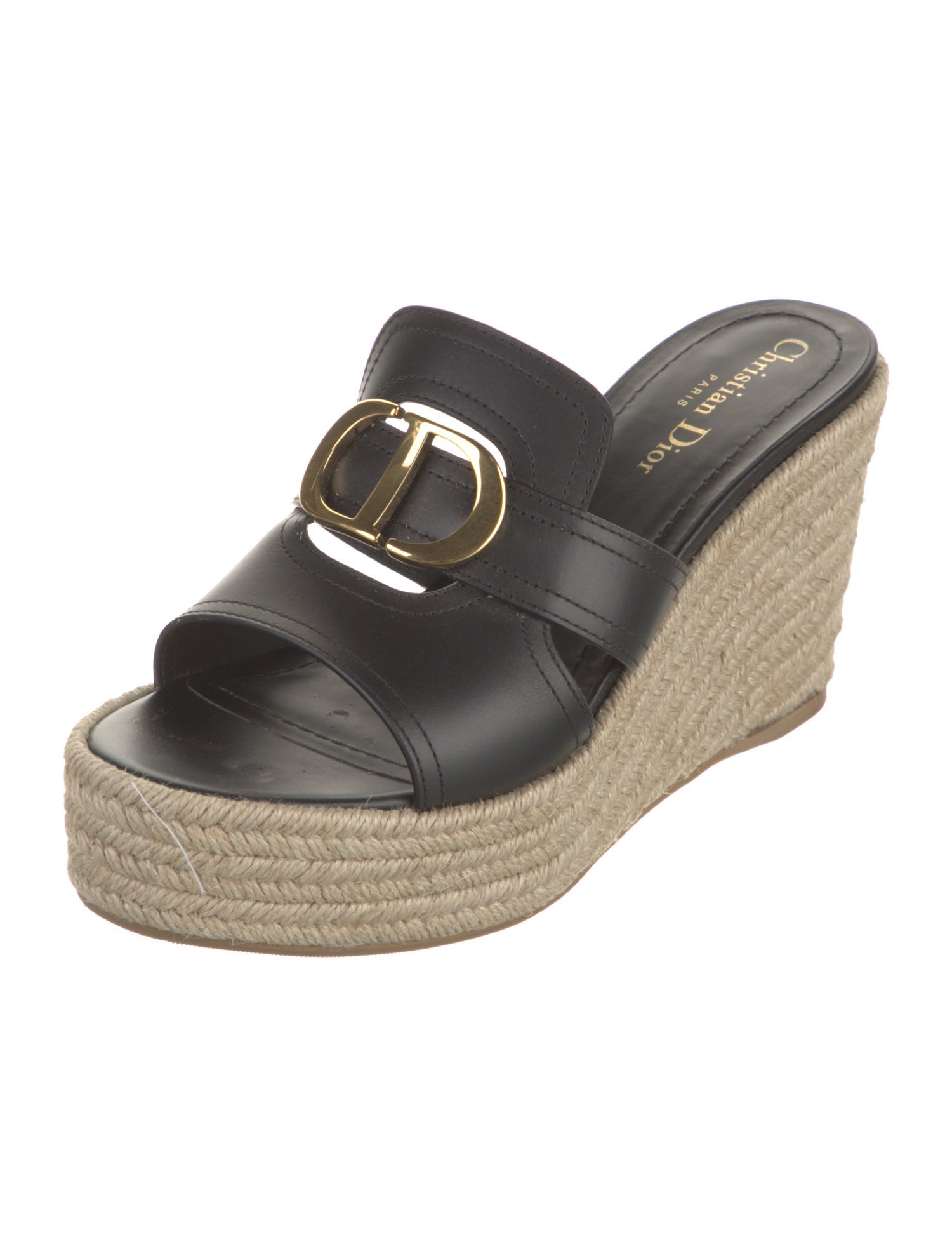 Christian Dior Leather Cutout Accent Espadrilles