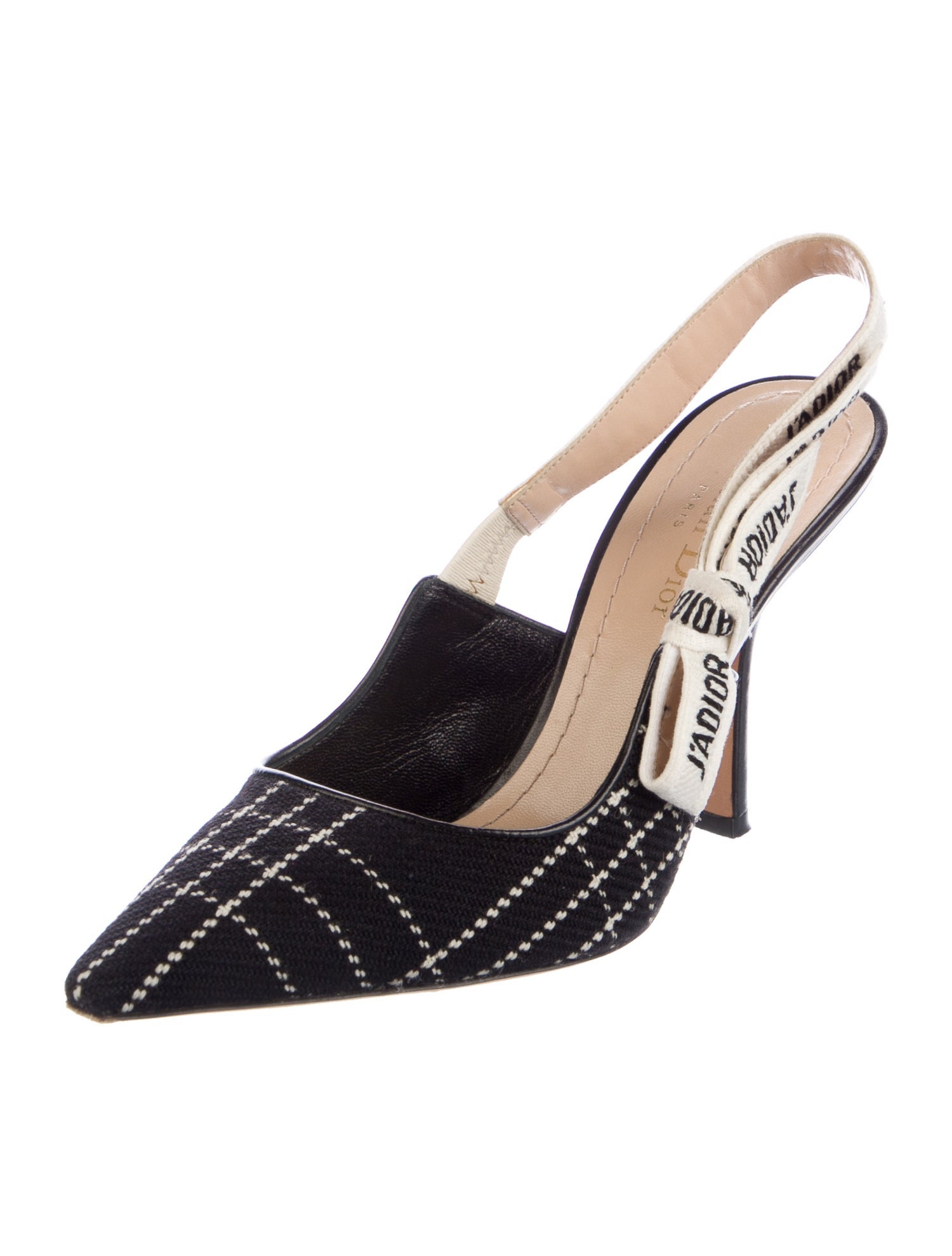 Christian Dior Graphic Print Bow Accents Slingback Pumps