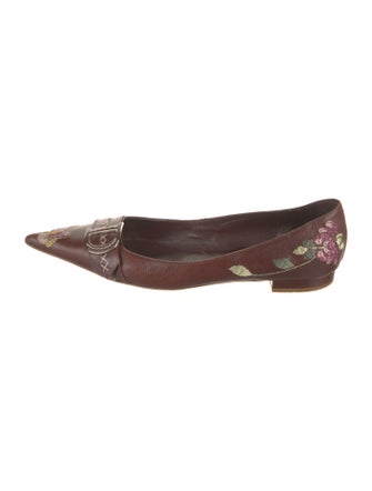 Christian Dior Leather Floral Print Ballet Flats