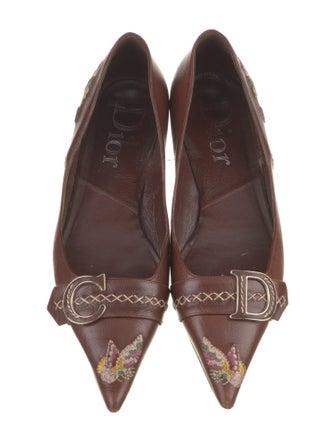 Christian Dior Leather Floral Print Ballet Flats