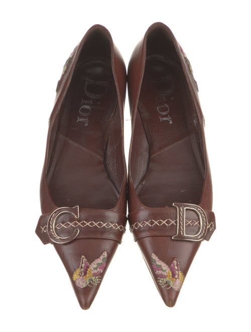 Christian Dior Leather Floral Print Ballet Flats