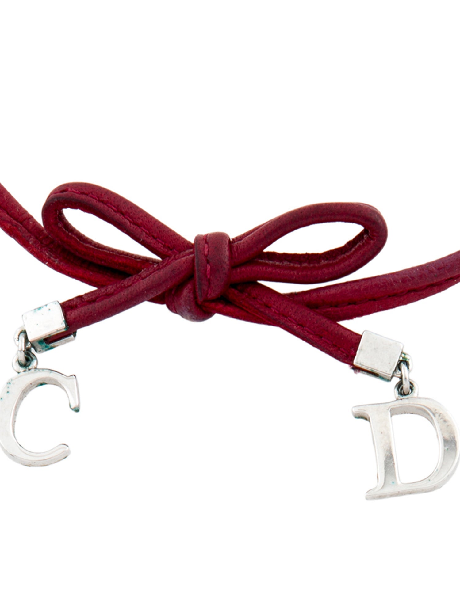 Christian Dior Leather CD Bow Choker Necklace