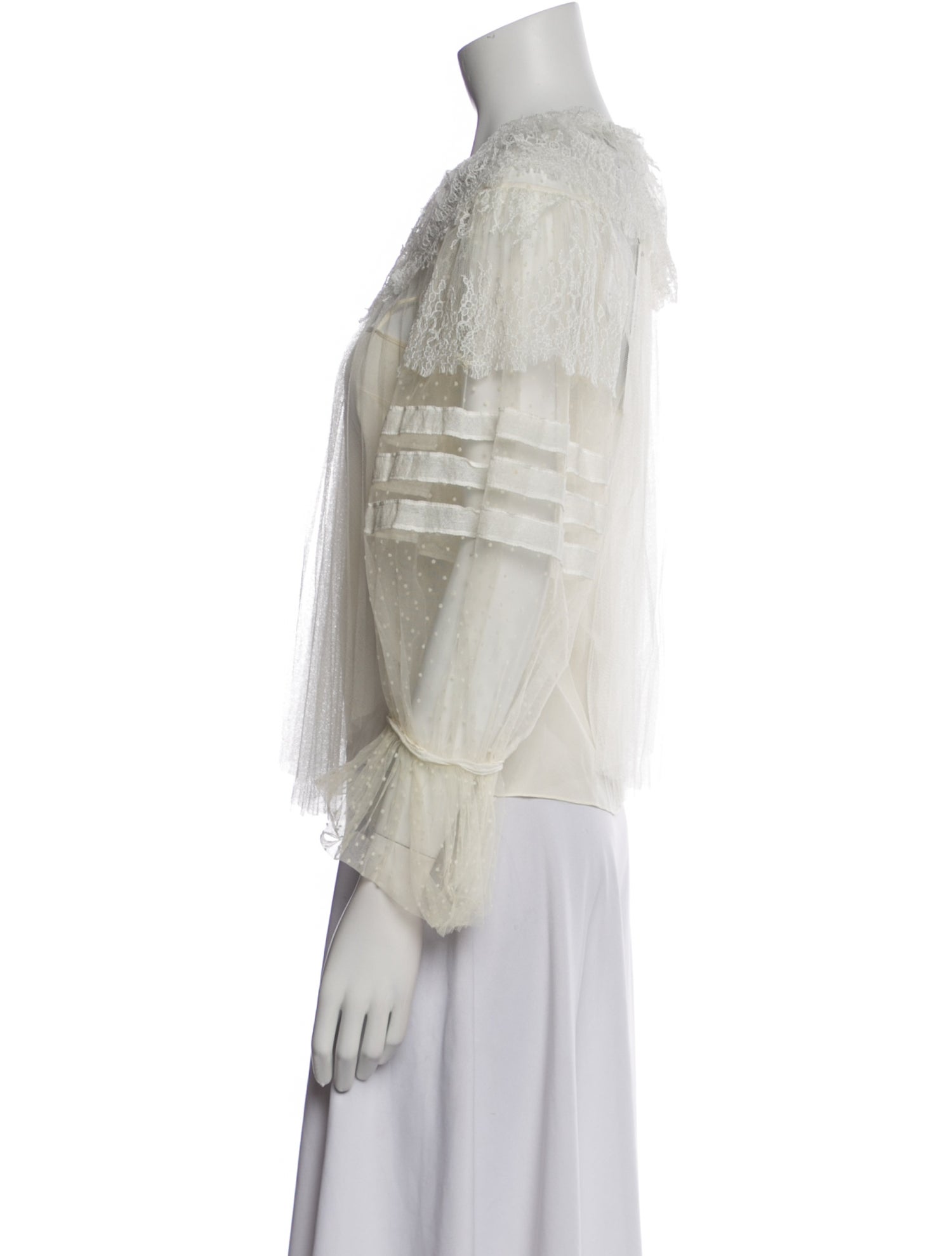 Christian Dior Mock Neck Three-Quarter Sleeve Blouse