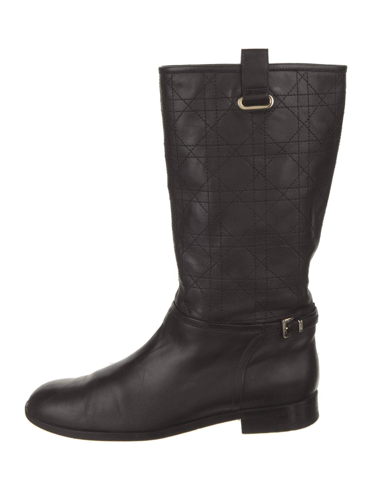 Christian Dior Cannage Pattern Leather Rain Boots