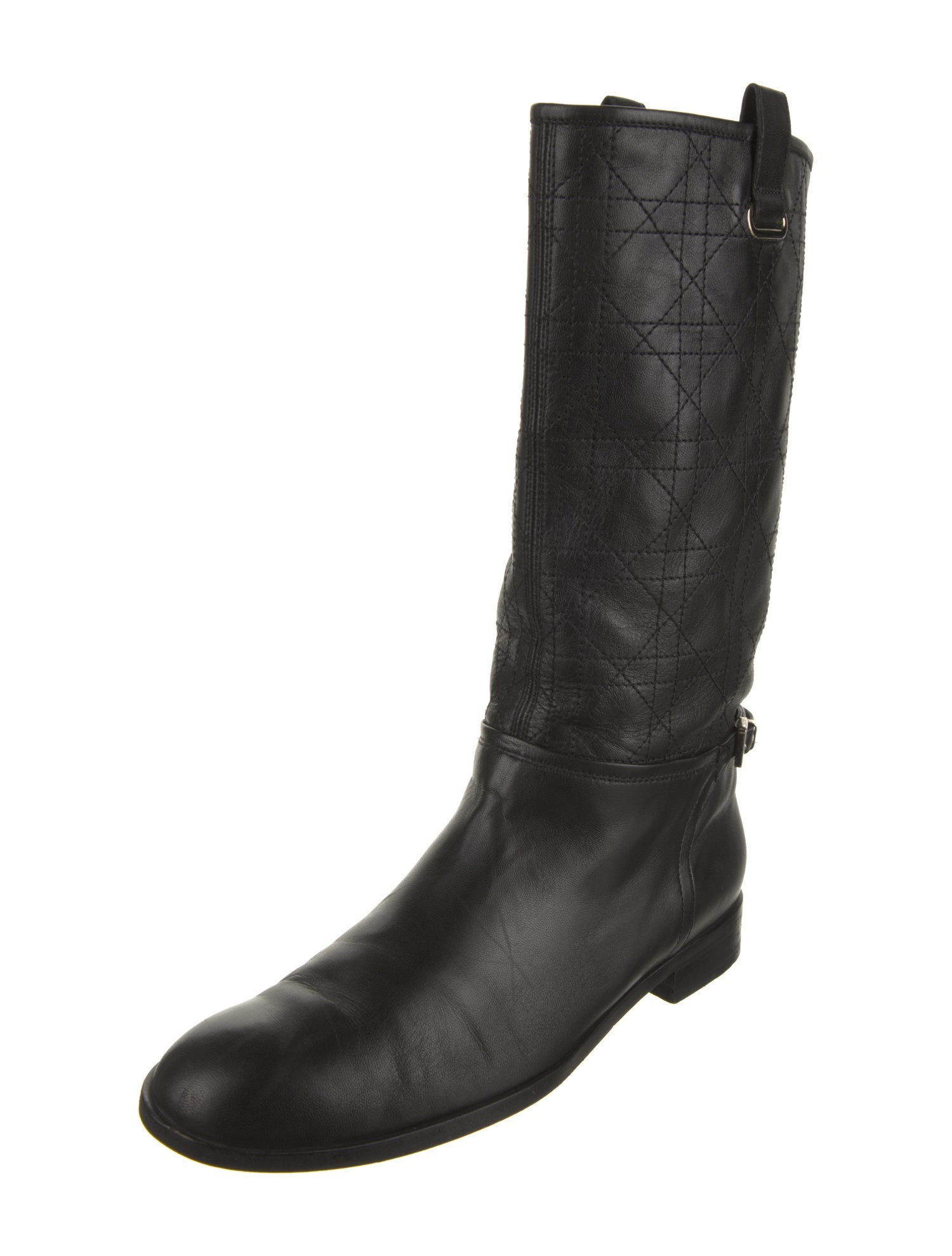 Christian Dior Cannage Pattern Leather Rain Boots