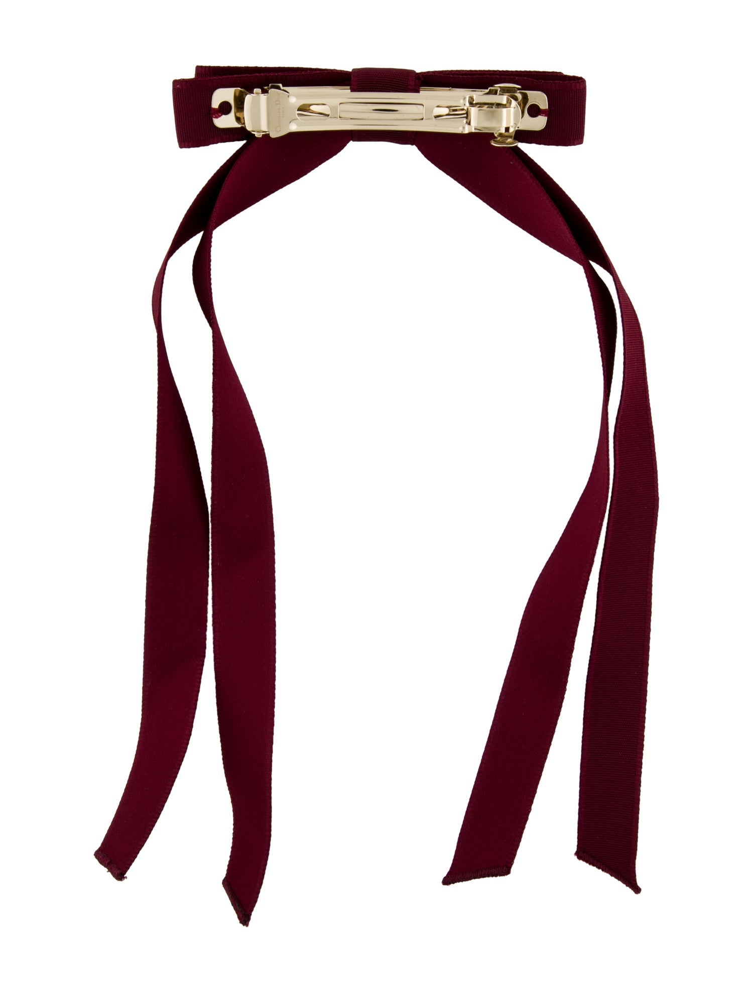 Christian Dior burgundy bow hair clip