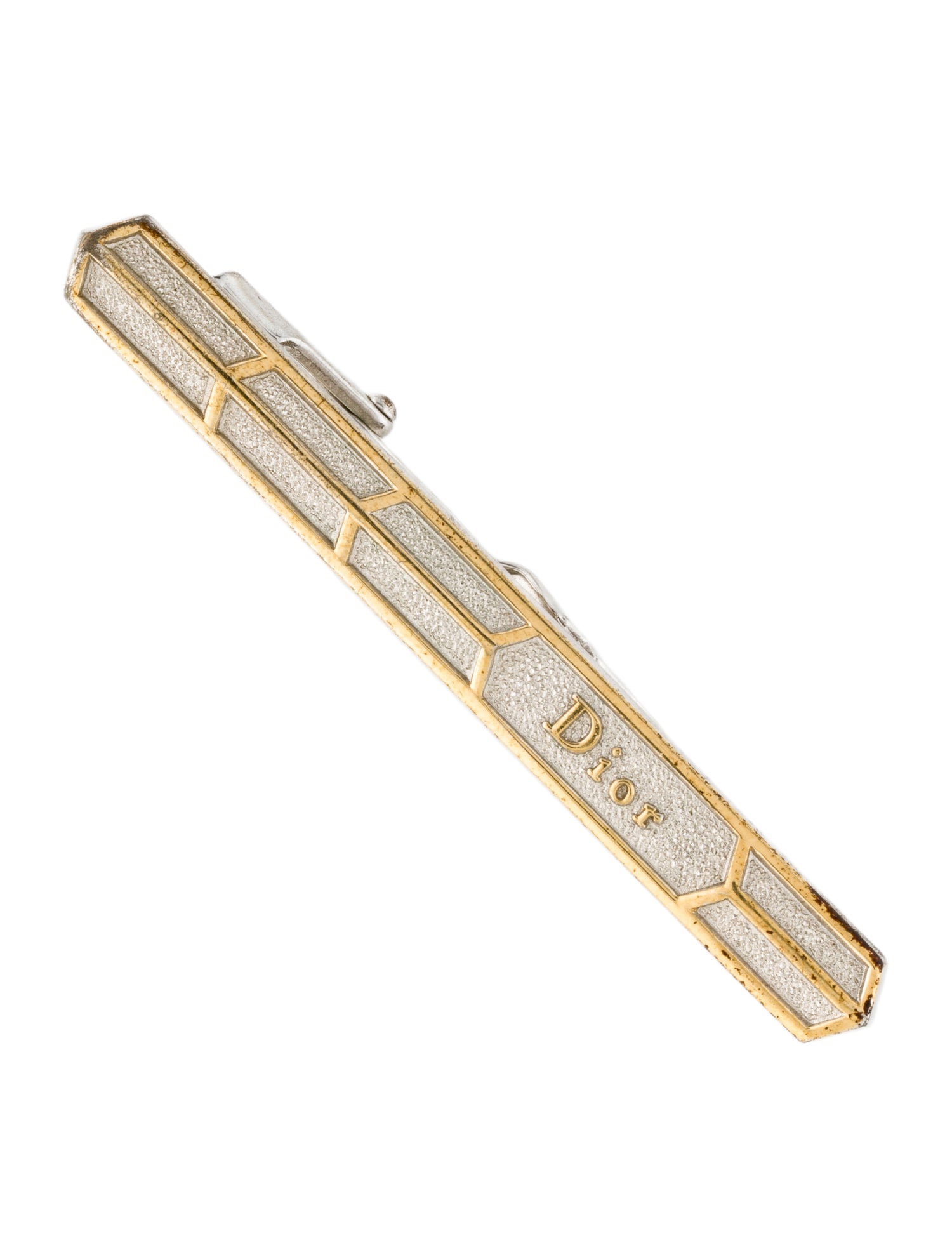 Christian Dior Vintage Two-Tone Logo Tie Clip