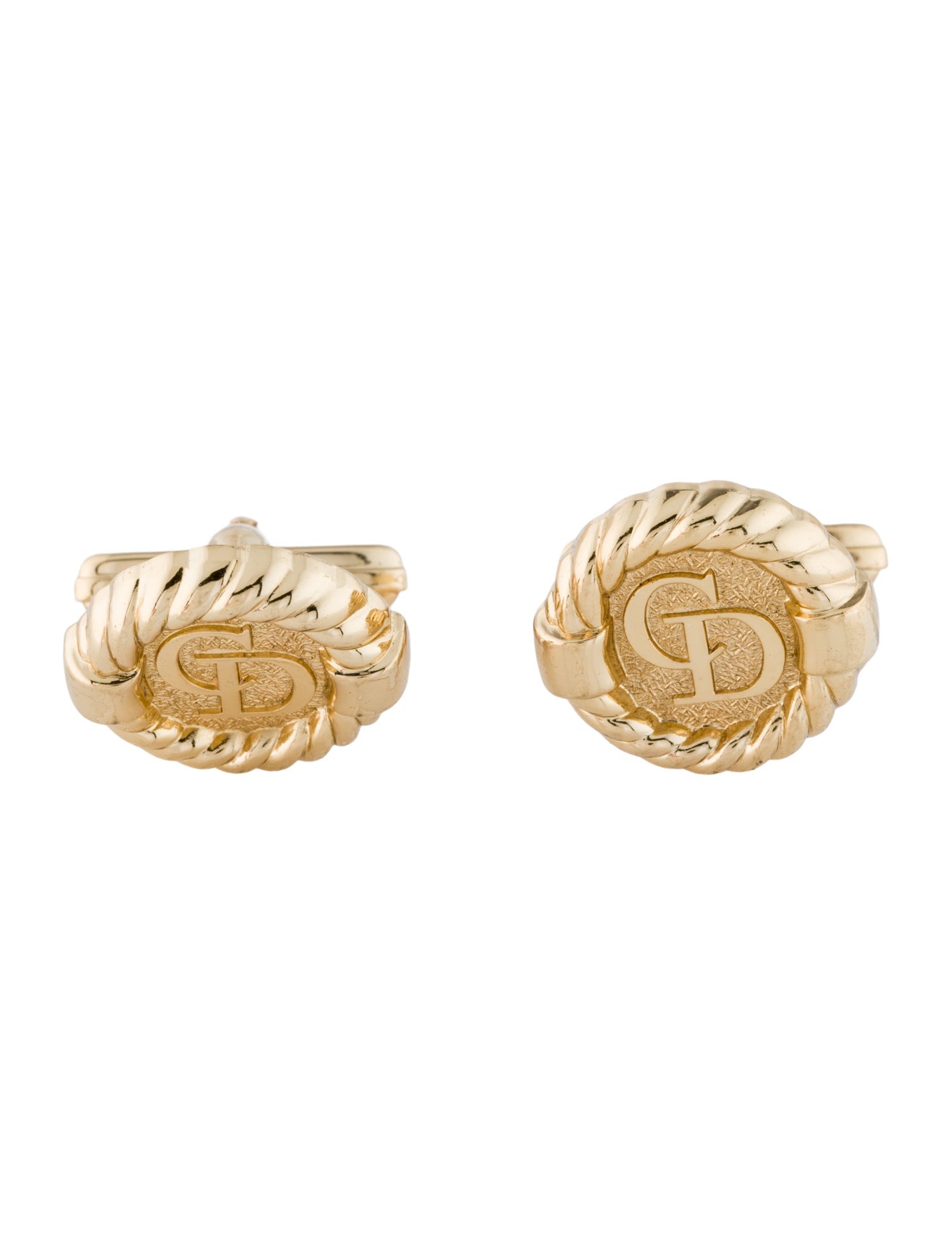 Christian Dior Vintage Textured CD Cufflinks