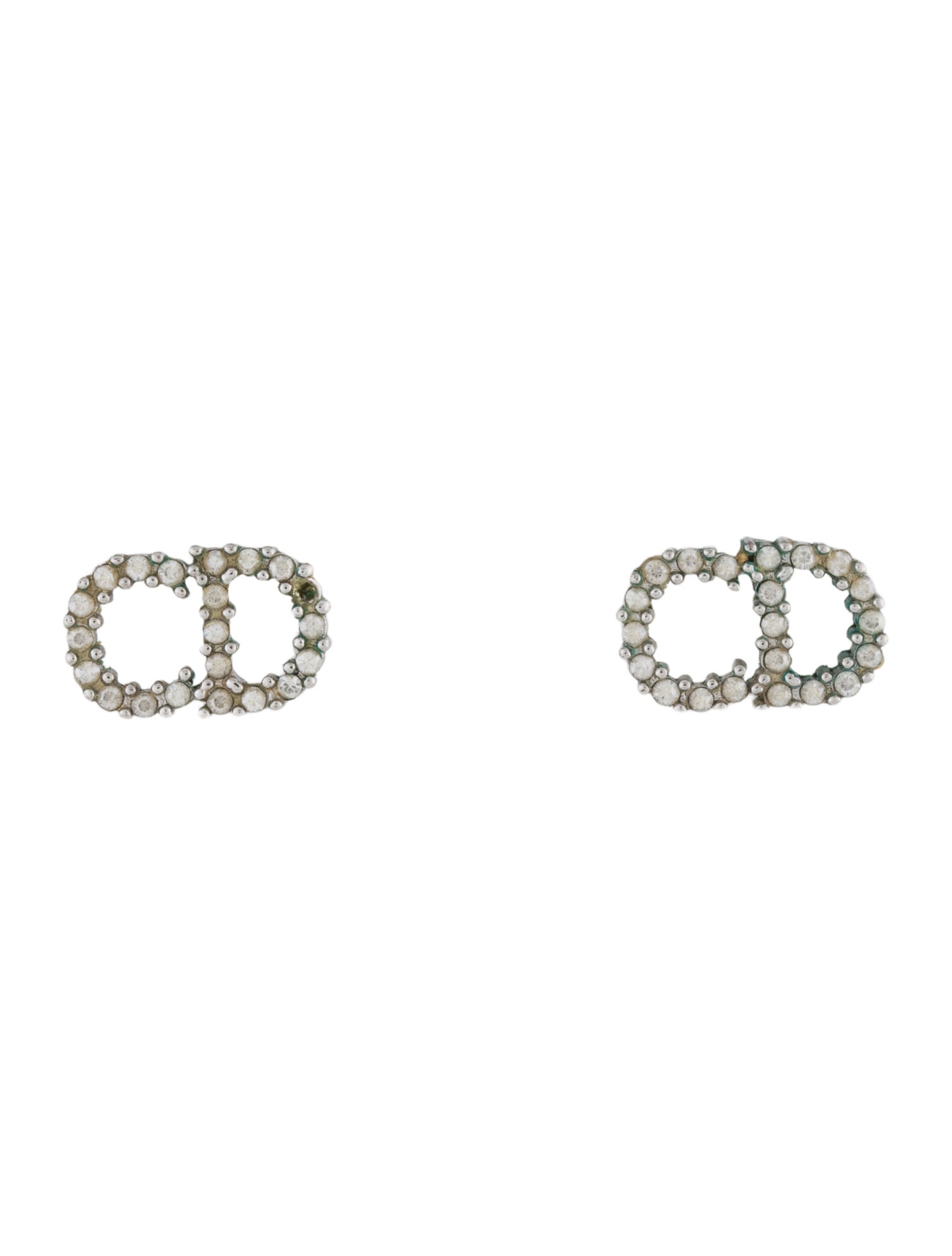 Christian Dior Crystal CD Stud Earrings