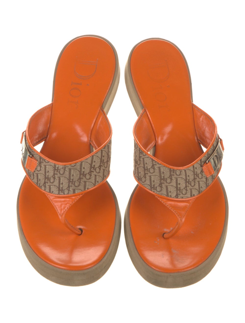 Christian Dior Canvas Slides Neutrals & Orange - image 3
