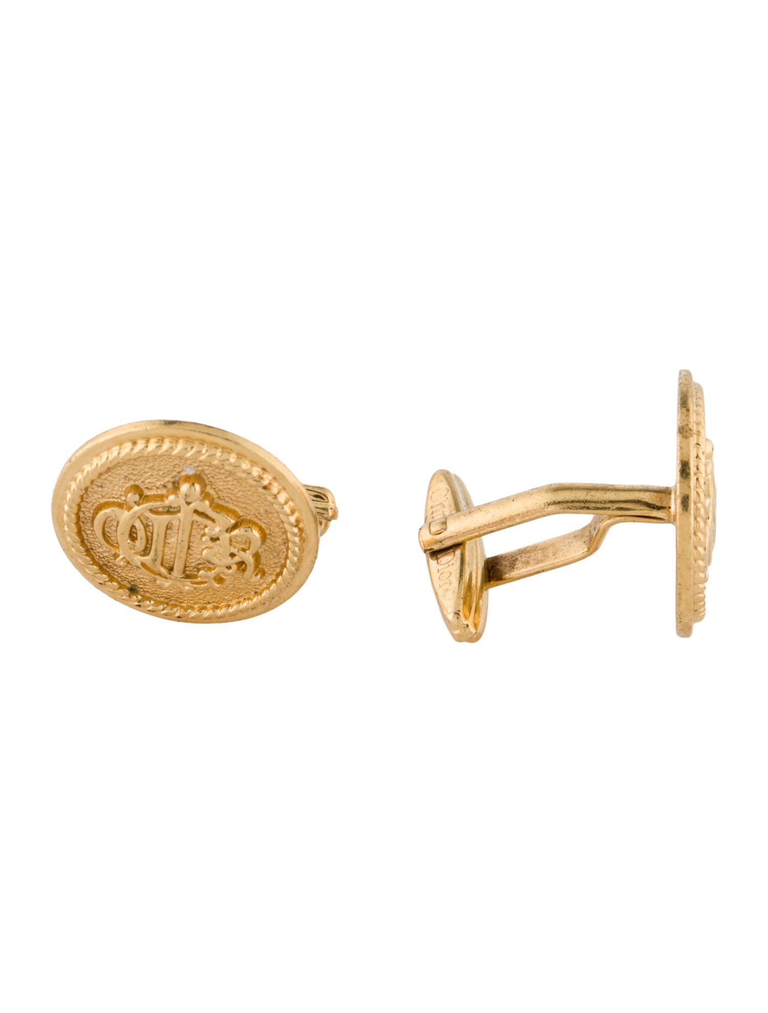 Christian Dior Vintage Circle Logo Cufflinks