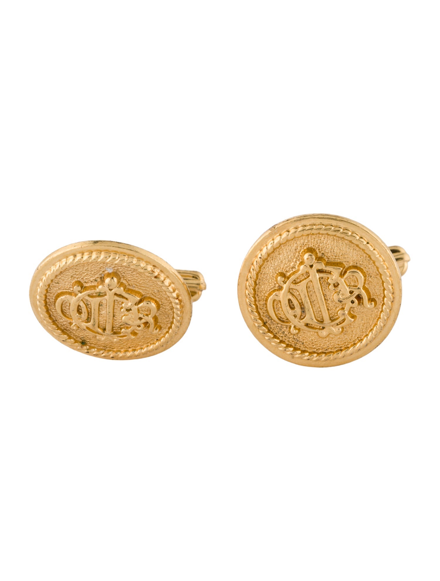 Christian Dior Vintage Circle Logo Cufflinks