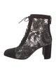Christian Dior Suede Lace Pattern Lace-Up Boots