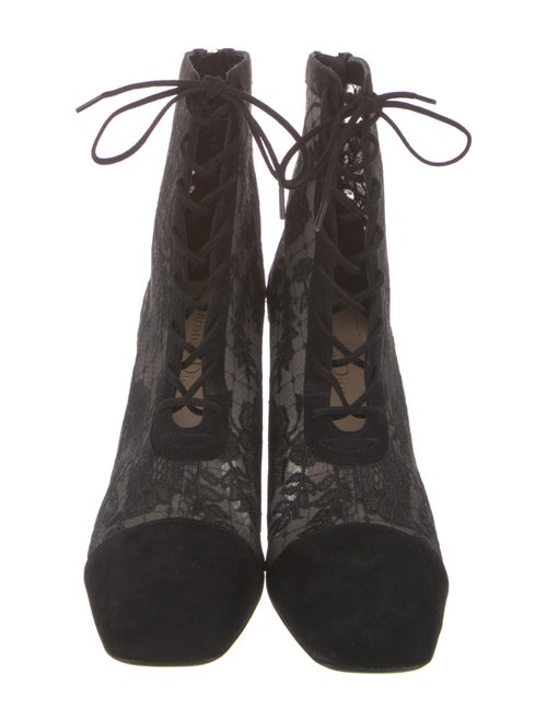 Christian Dior Suede Lace Pattern Lace-Up Boots