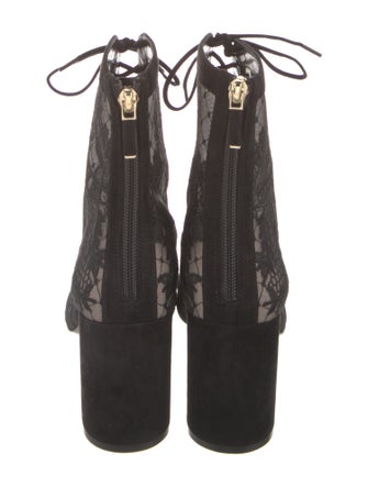 Christian Dior Suede Lace Pattern Lace-Up Boots