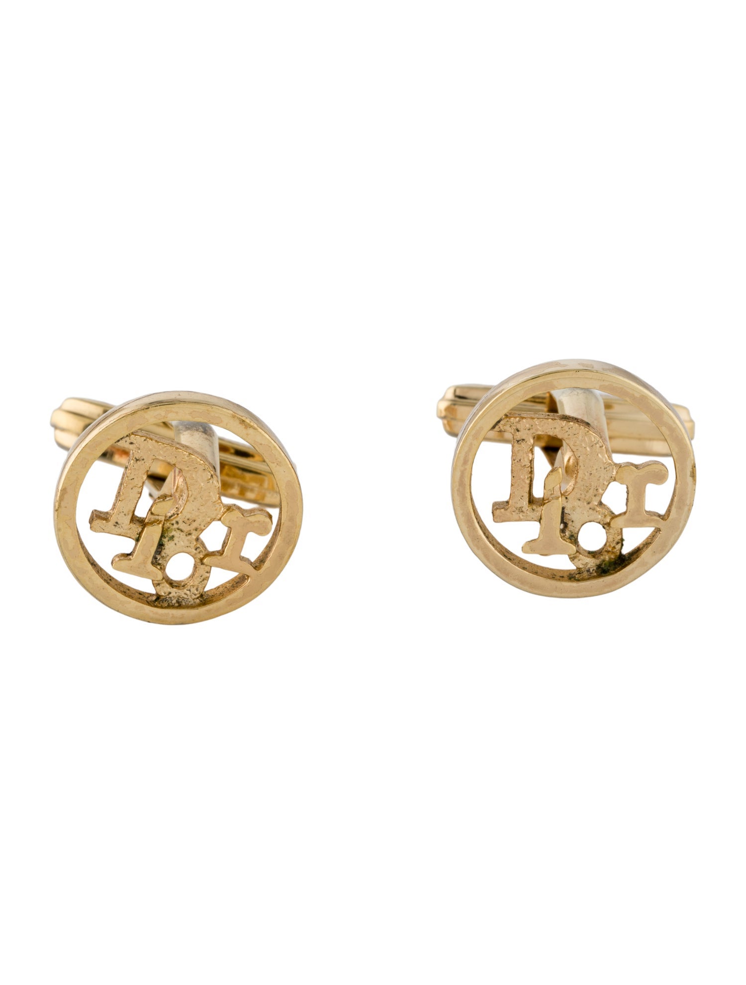 Christian Dior Vintage Round Logo Cufflinks