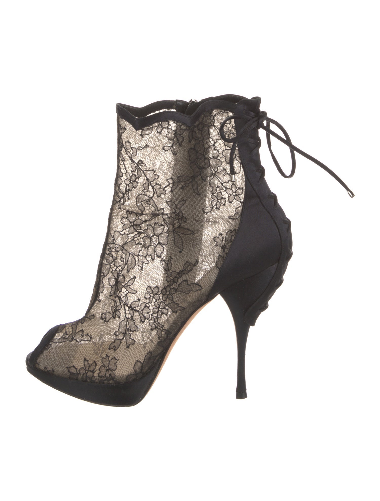 Christian Dior Lace Lace Pattern Lace-Up Boots