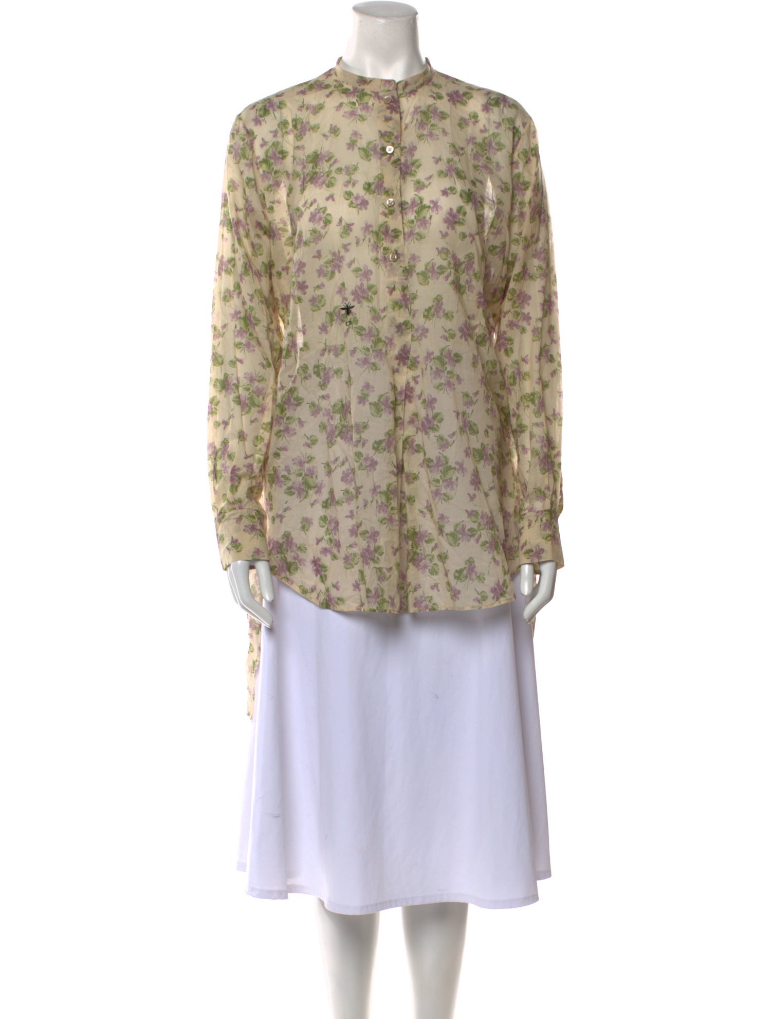 Christian Dior Floral Print Mock Neck Tunic