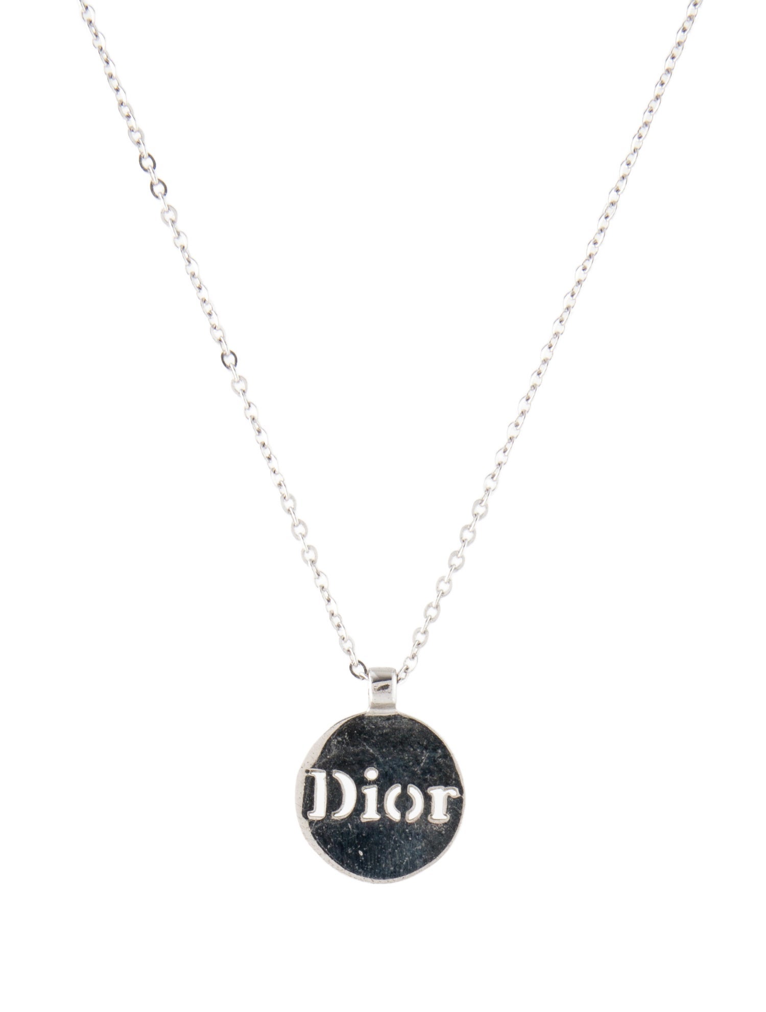 Christian Dior Logo Cutout Pendant Necklace
