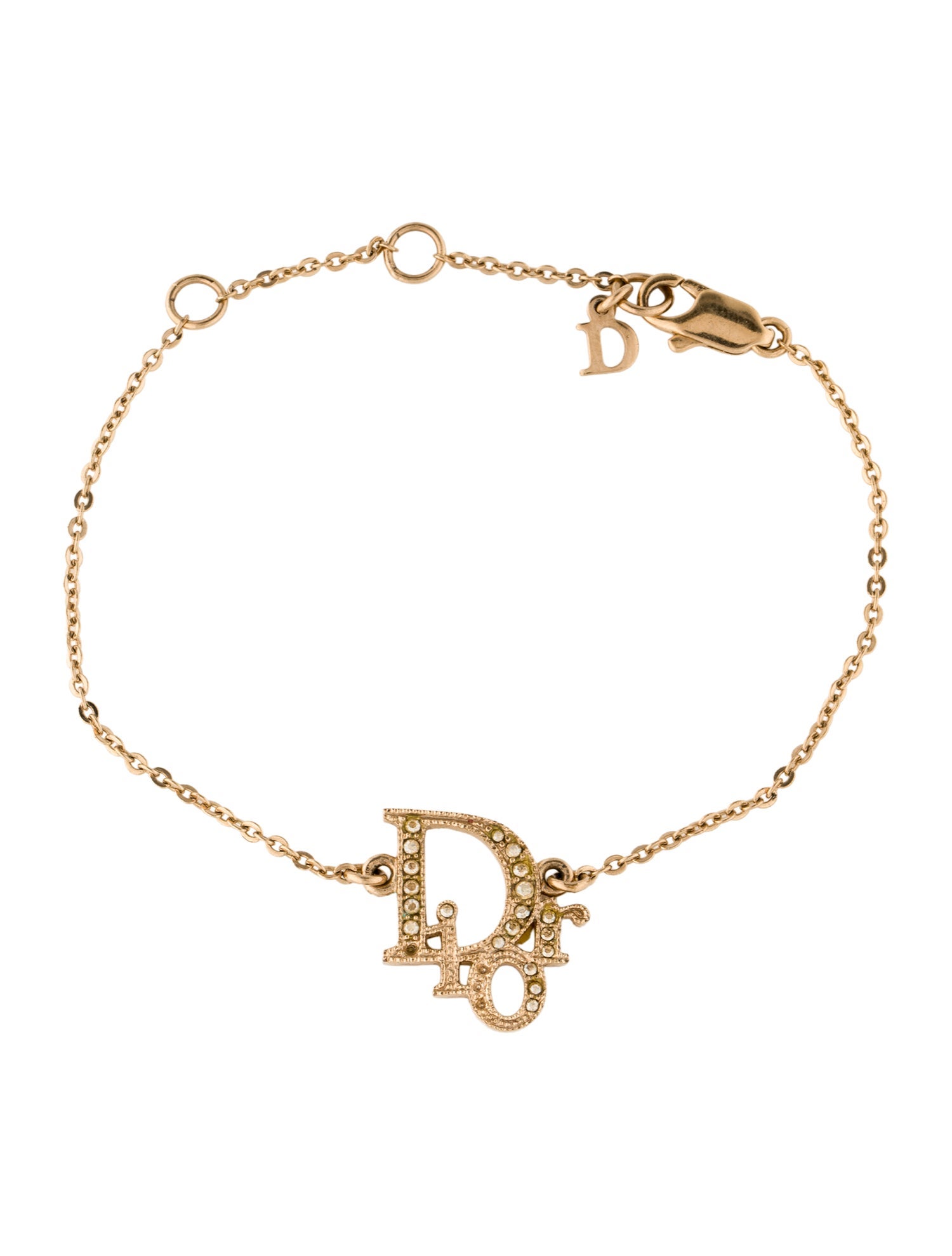 Christian Dior Vintage Crystal Logo Station Bracelet