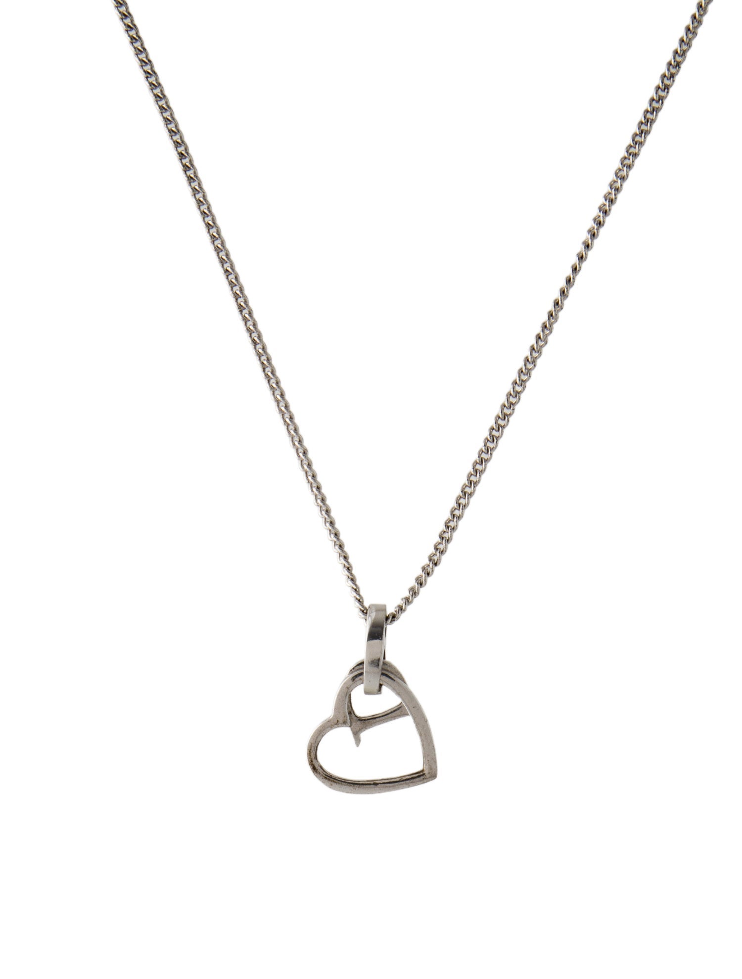 Christian Dior Vintage D Logo Heart Pendant Necklace