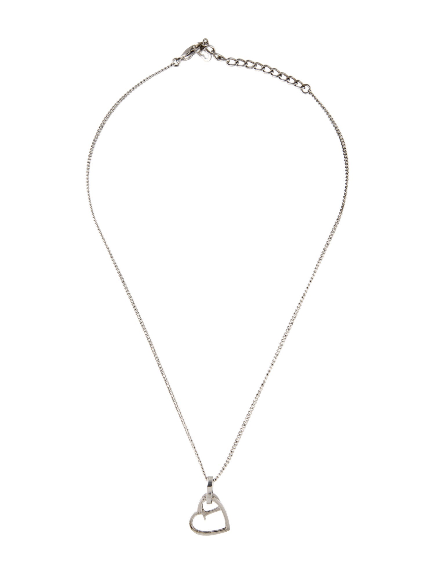 Christian Dior Vintage D Logo Heart Pendant Necklace