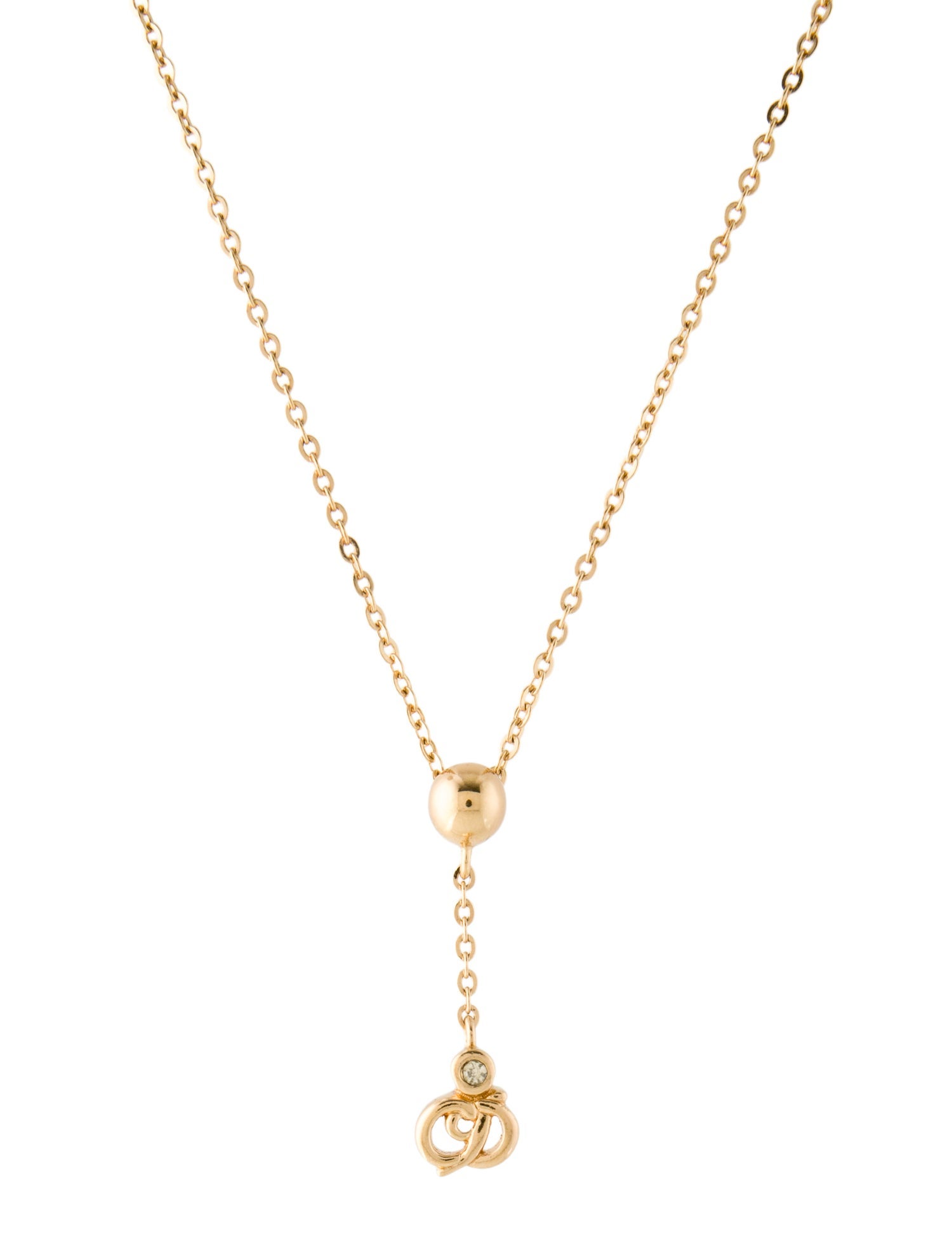 Christian Dior Vintage Crystal CD Lavalier Necklace