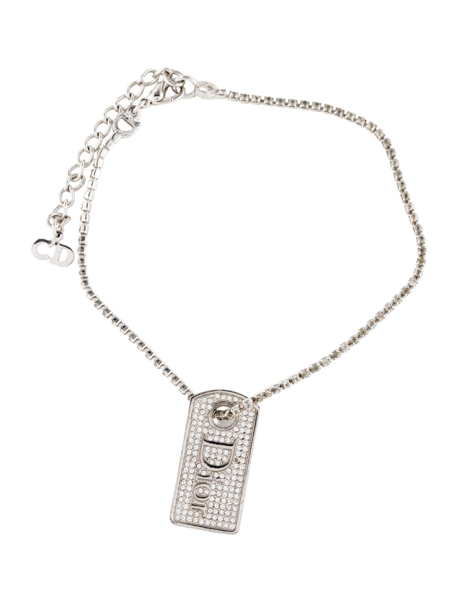 Christian Dior Vintage Crystal Logo Charm Bracelet