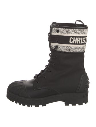 Christian Dior Canvas Graphic Print Combat Boots