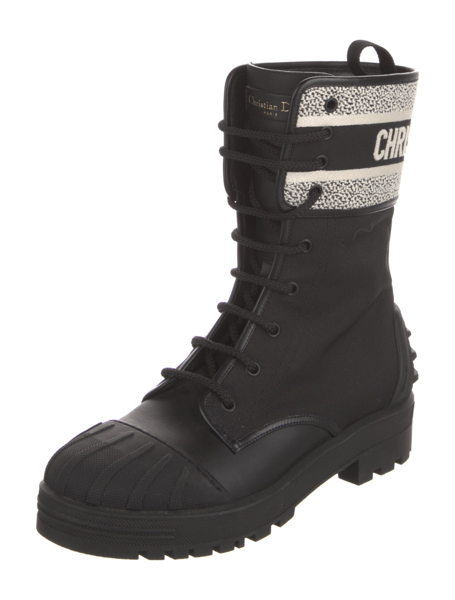 Christian Dior Canvas Graphic Print Combat Boots