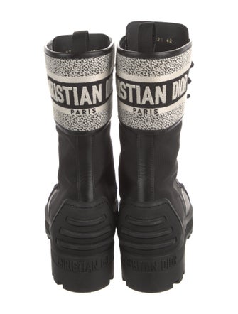 Christian Dior Canvas Graphic Print Combat Boots