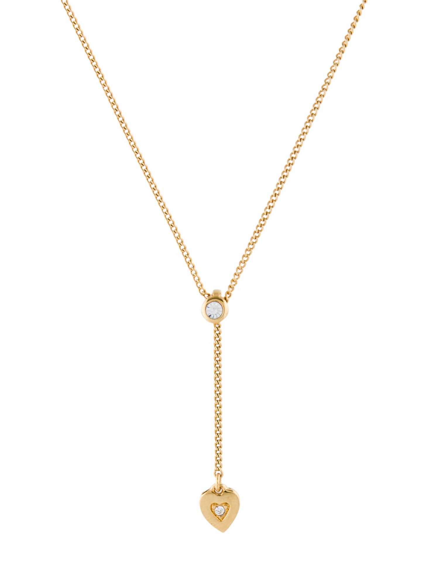 Christian Dior Crystal Vintage Heart Pendant Necklace