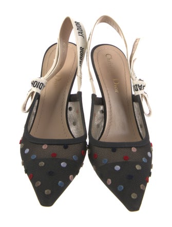 Christian Dior Mesh Graphic Print Slingback Pumps