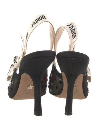 Christian Dior Mesh Graphic Print Slingback Pumps
