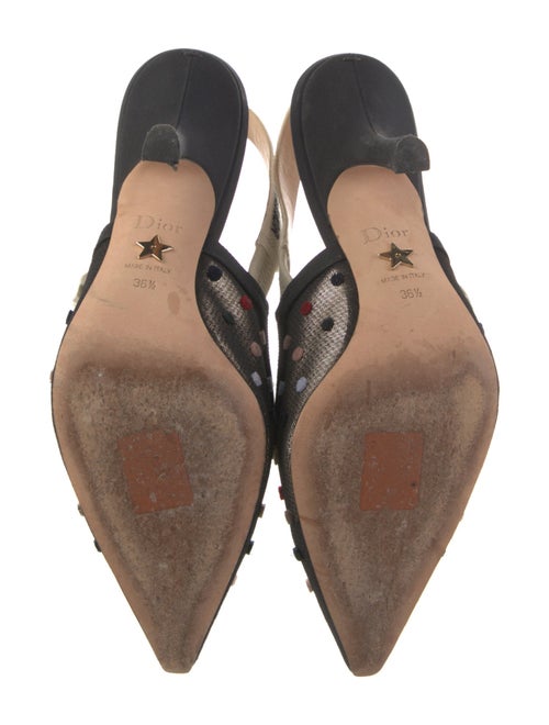 Christian Dior Mesh Graphic Print Slingback Pumps