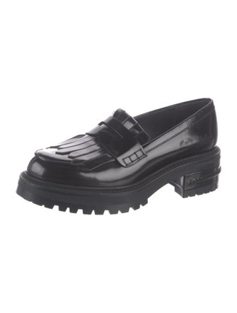 Christian Dior Patent Leather Fringe Trim Accent Loafers
