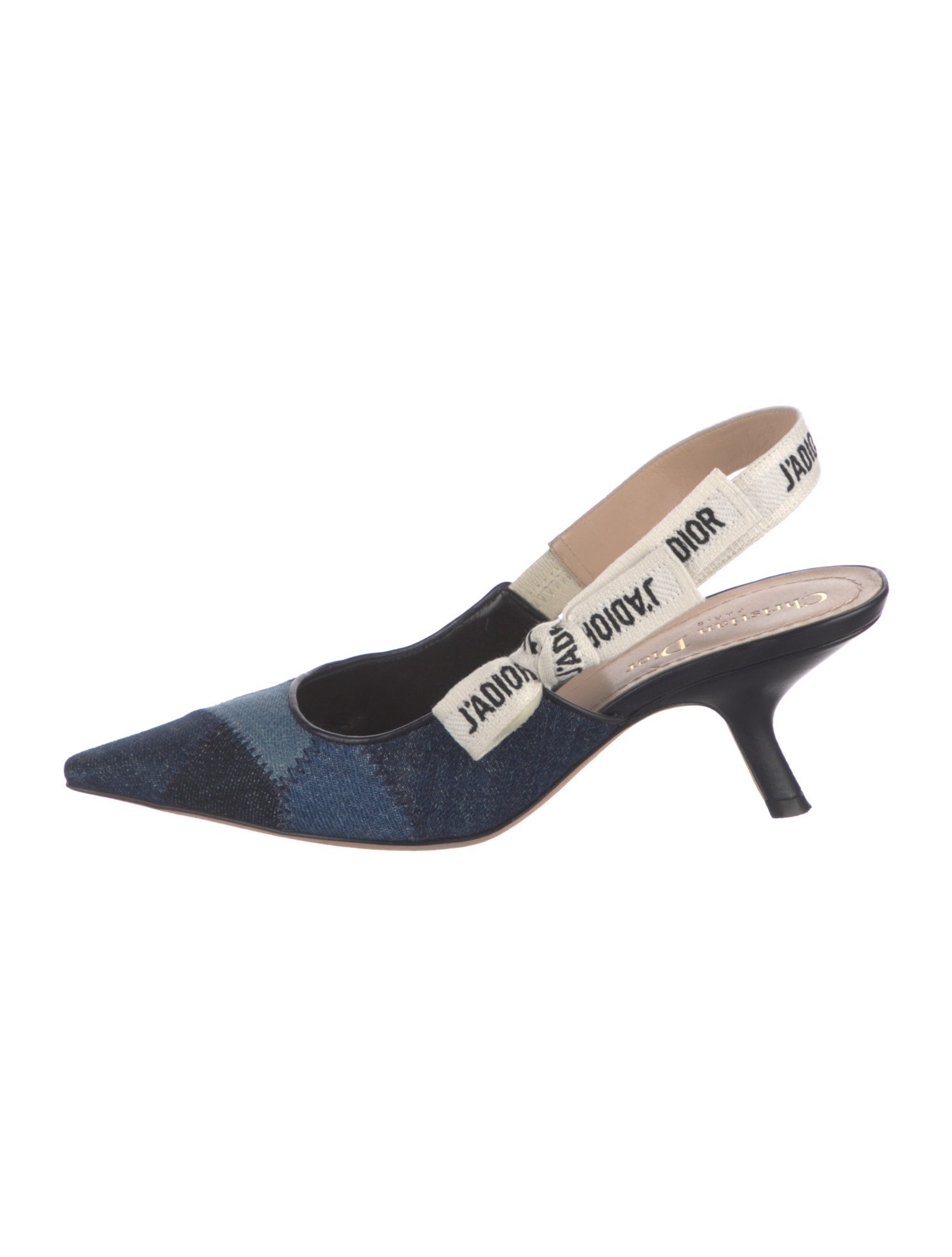 Christian Dior Denim Graphic Print Slingback Pumps