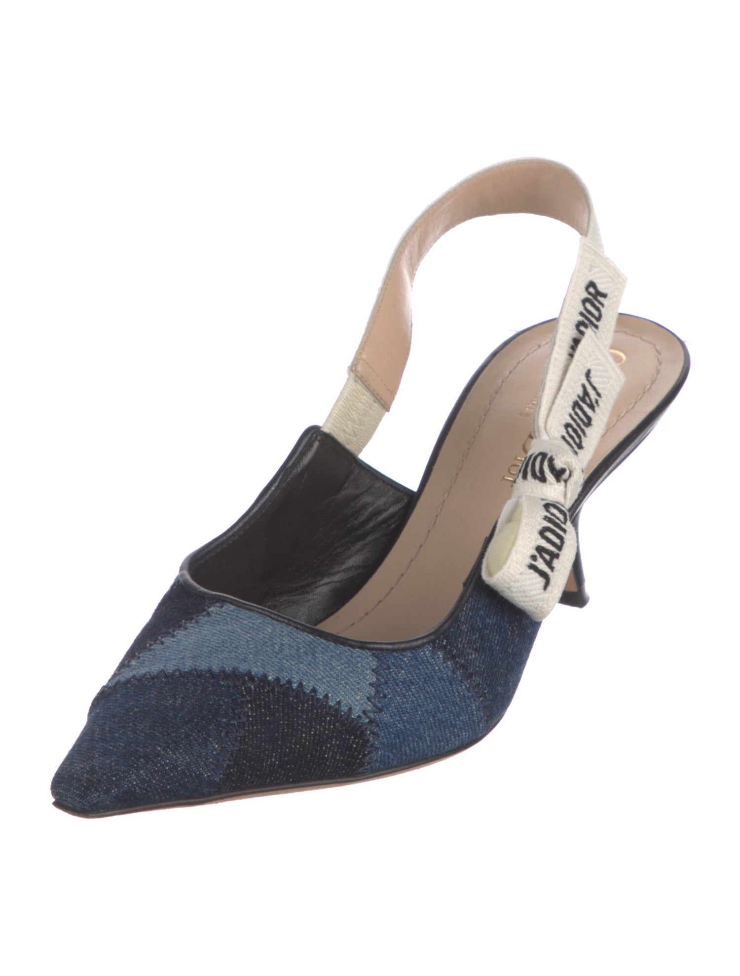 Christian Dior Denim Graphic Print Slingback Pumps