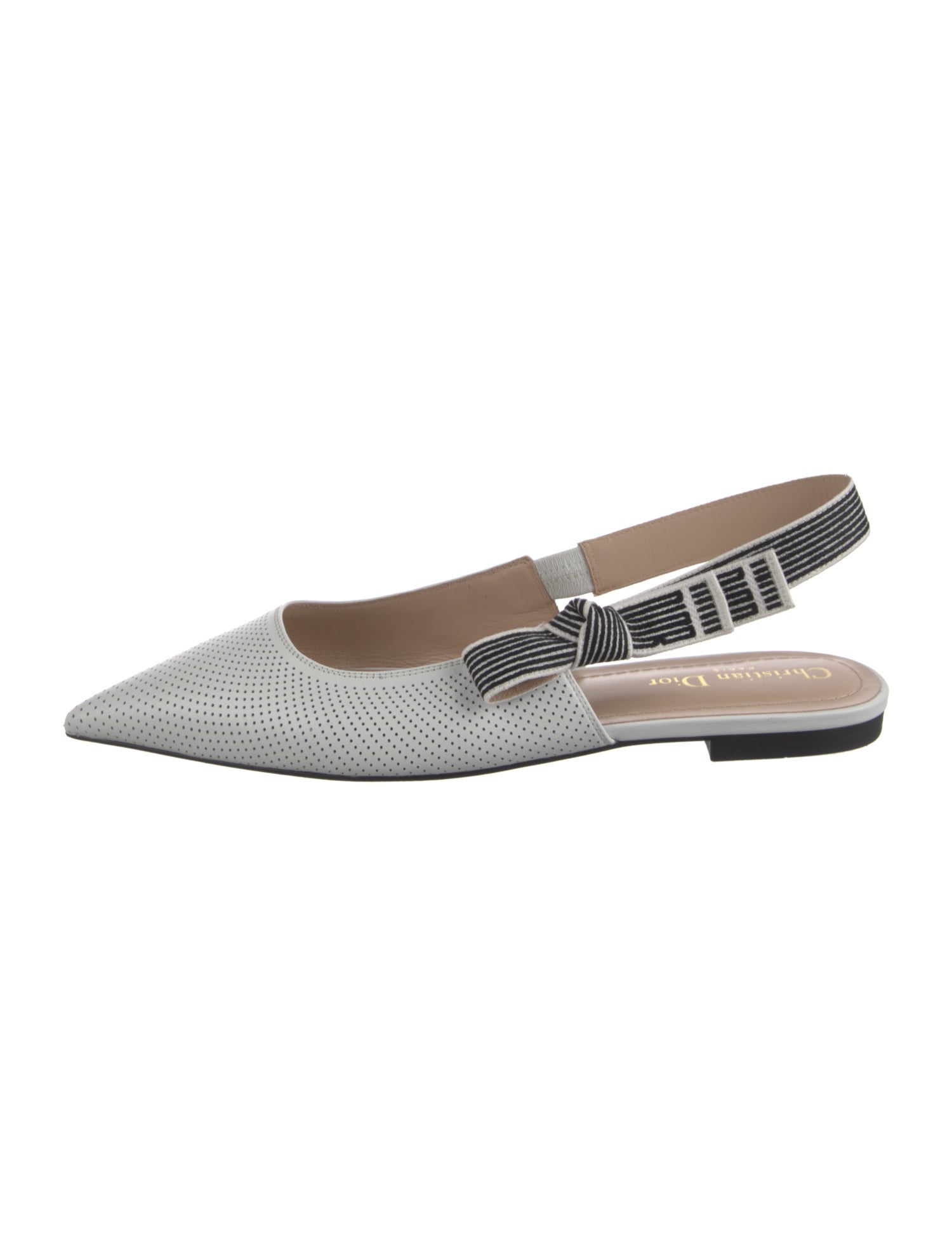 Christian Dior Leather Bow Accents Slingback Flats