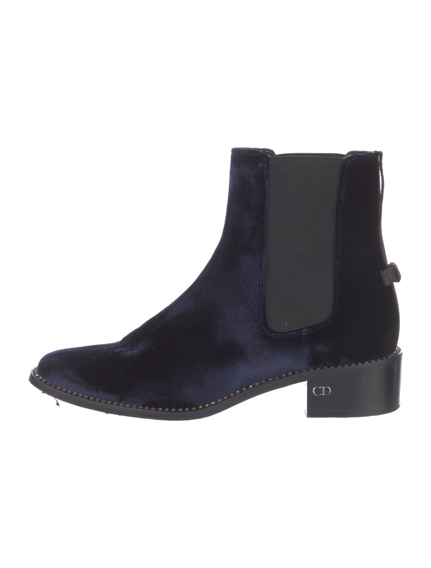 Christian Dior Velvet Crystal Embellishments Chelsea Boots