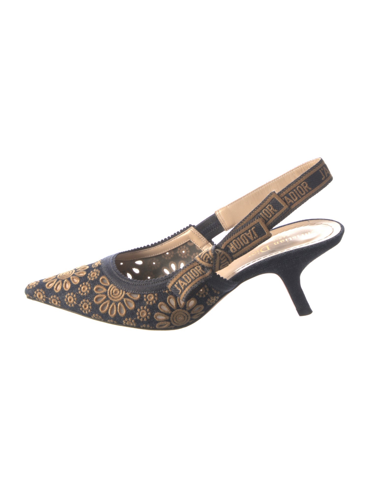 Christian Dior Printed Bow Accents Slingback Pumps