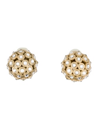 Christian Dior Faux Pearl & Crystal Tribales Stud Earrings