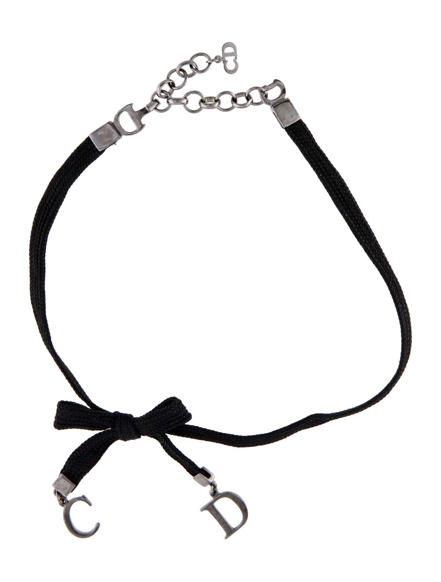 Christian Dior Leather Bow Choker Necklace