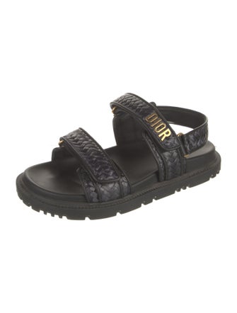 Christian Dior Cannage Pattern Straw Slingback Sandals
